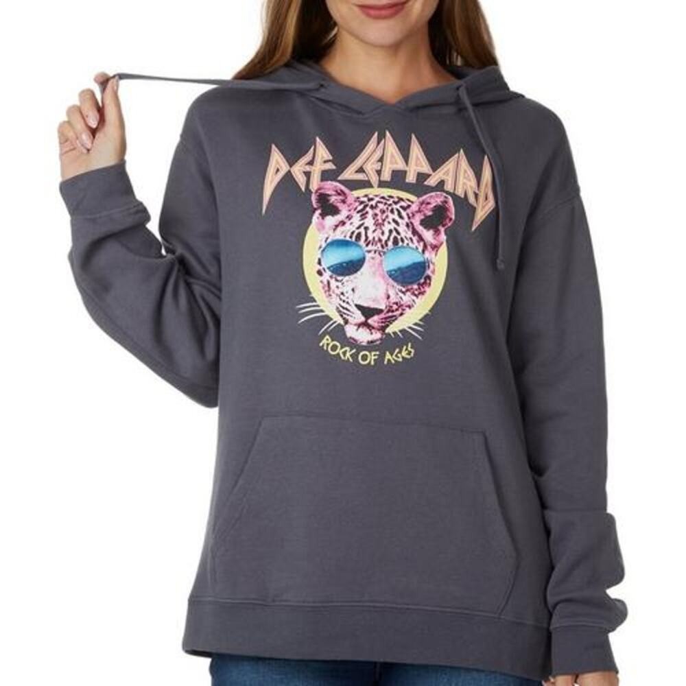 Def Leppard Rock of Ages Leopard Graphic Hoodie Charcoal Gray Small